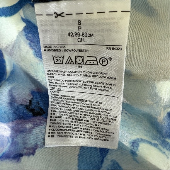 Banana Republic Sheer Floral Chiffon Button Up Blouse Blue White Women S - Picture 8 of 8